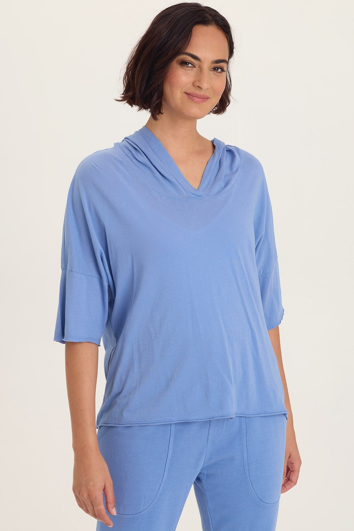 Wearables Coen Jersey Longer Short Sleeve Hooded Tee Shasta Lake - XCVI
