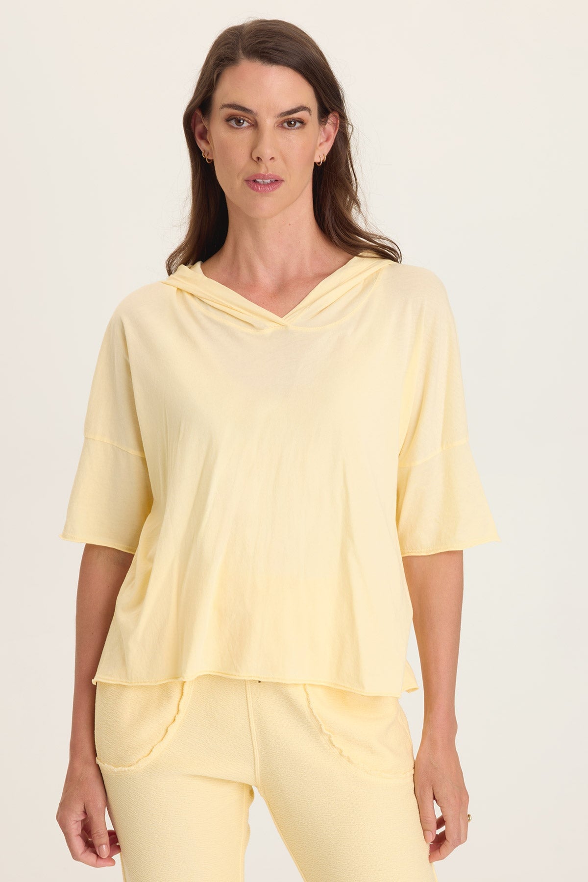 Wearables Coen Jersey Longer Short Sleeve Hooded Tee Lunaria - XCVI