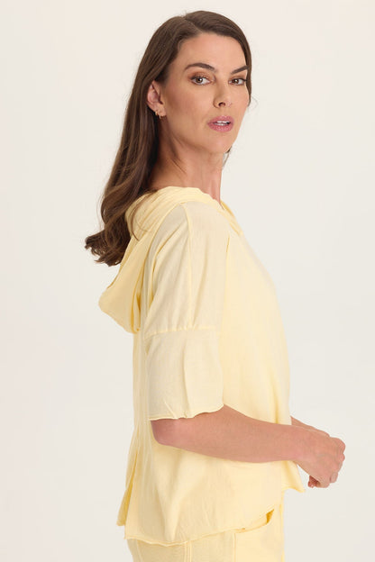 Wearables Coen Jersey Longer Short Sleeve Hooded Tee Lunaria - XCVI