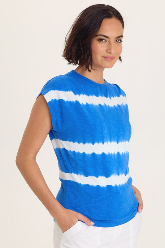 Wearables Arwen Slub Jersey Mock Neck Tee Caravel Wash Cobalt - XCVI