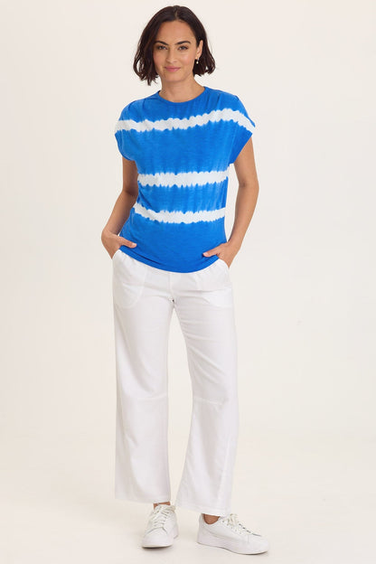 Wearables Arwen Slub Jersey Mock Neck Tee Caravel Wash Cobalt - XCVI