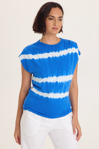 Wearables Arwen Slub Jersey Mock Neck Tee Caravel Wash Cobalt - XCVI