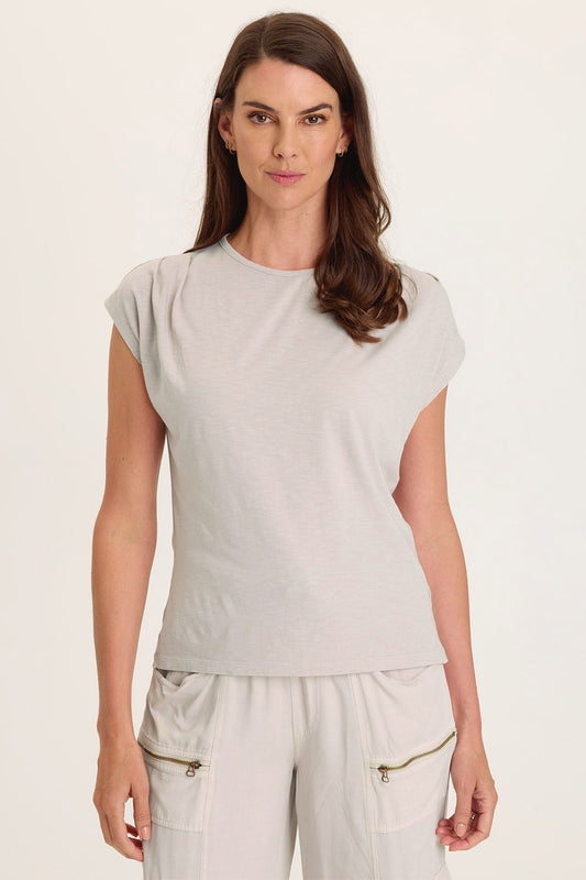 Wearables Arwen Slub Jersey Mock Neck Tee Sonic Silver - XCVI