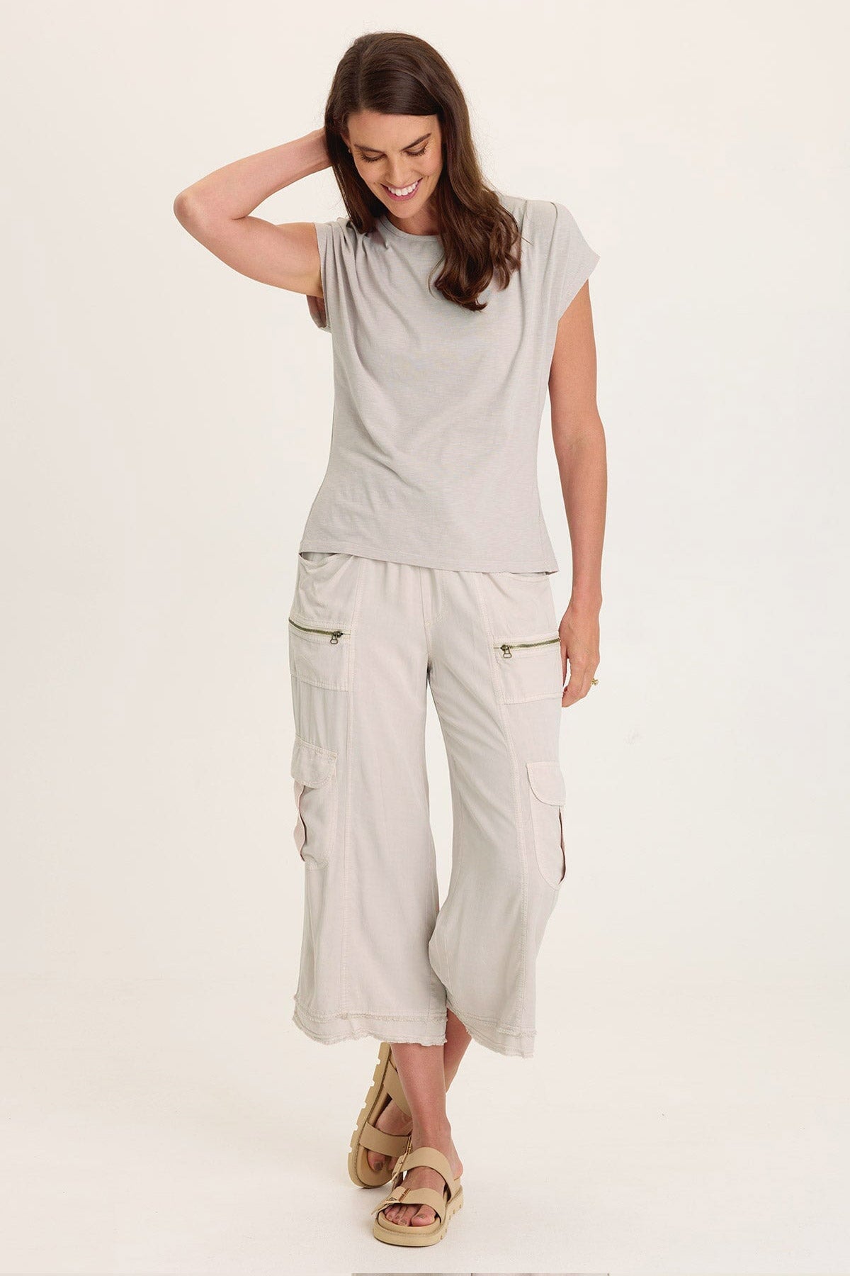 Wearables Arwen Slub Jersey Mock Neck Tee Sonic Silver - XCVI