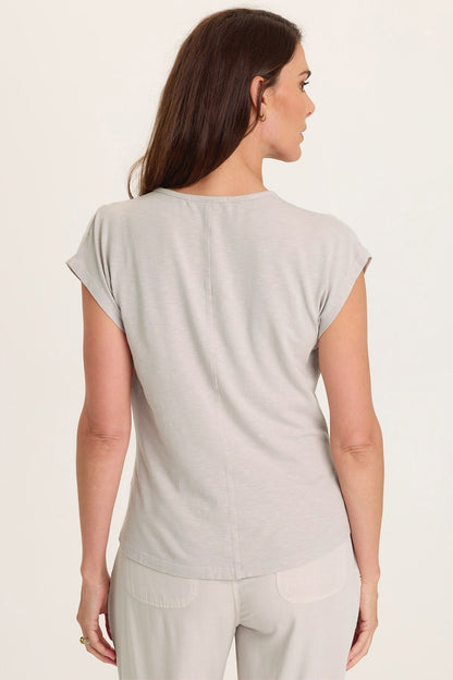 Wearables Arwen Slub Jersey Mock Neck Tee Sonic Silver - XCVI