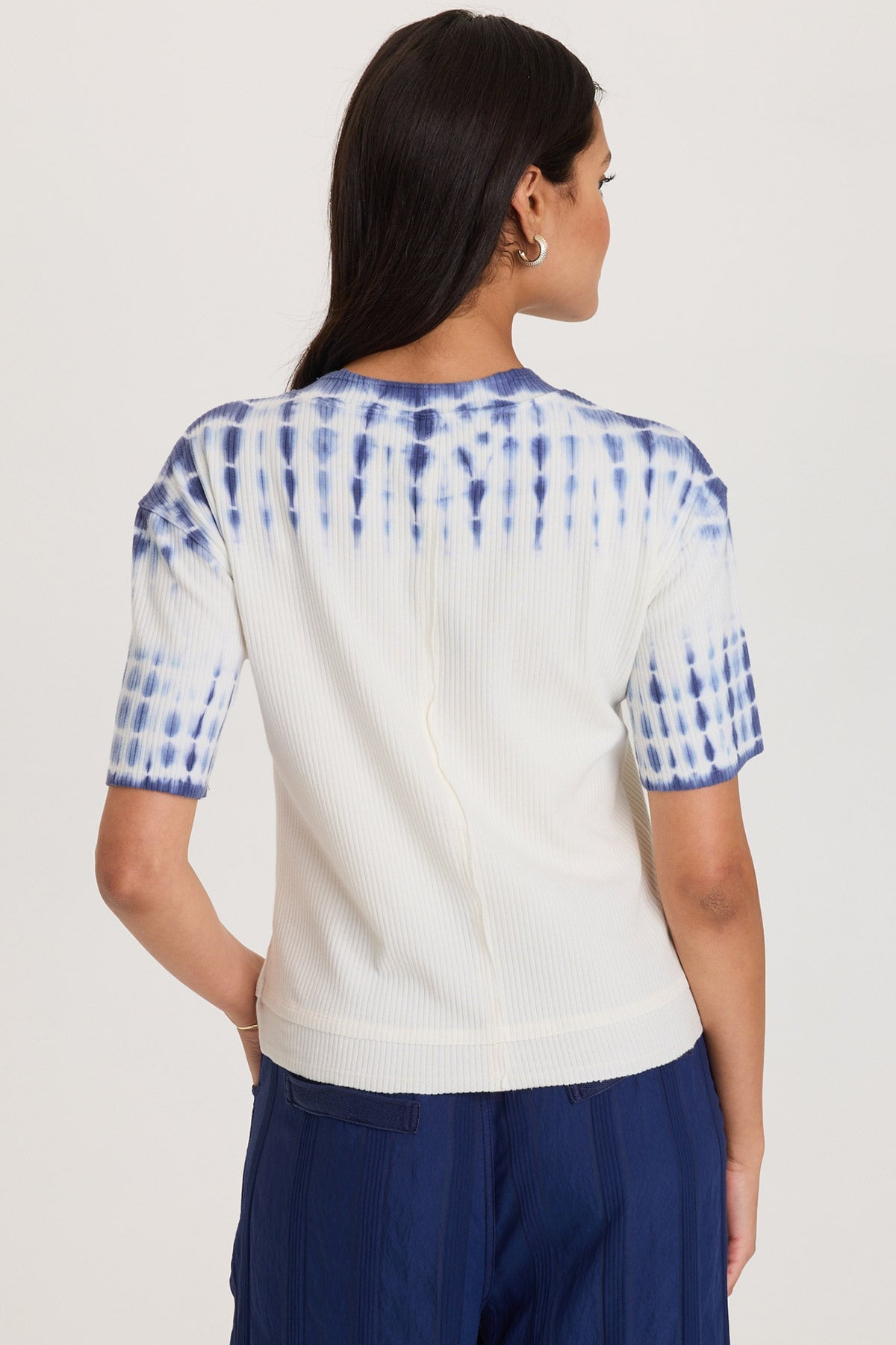 Drop Shoulder Double Raw Edge Hem Longer Short Sleeve Cairns Tee Anomalous Wash Anchor - XCVI