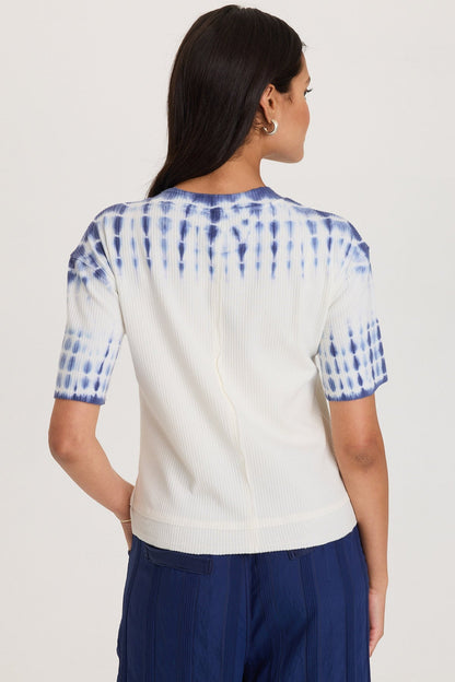 Drop Shoulder Double Raw Edge Hem Longer Short Sleeve Cairns Tee Anomalous Wash Anchor - XCVI