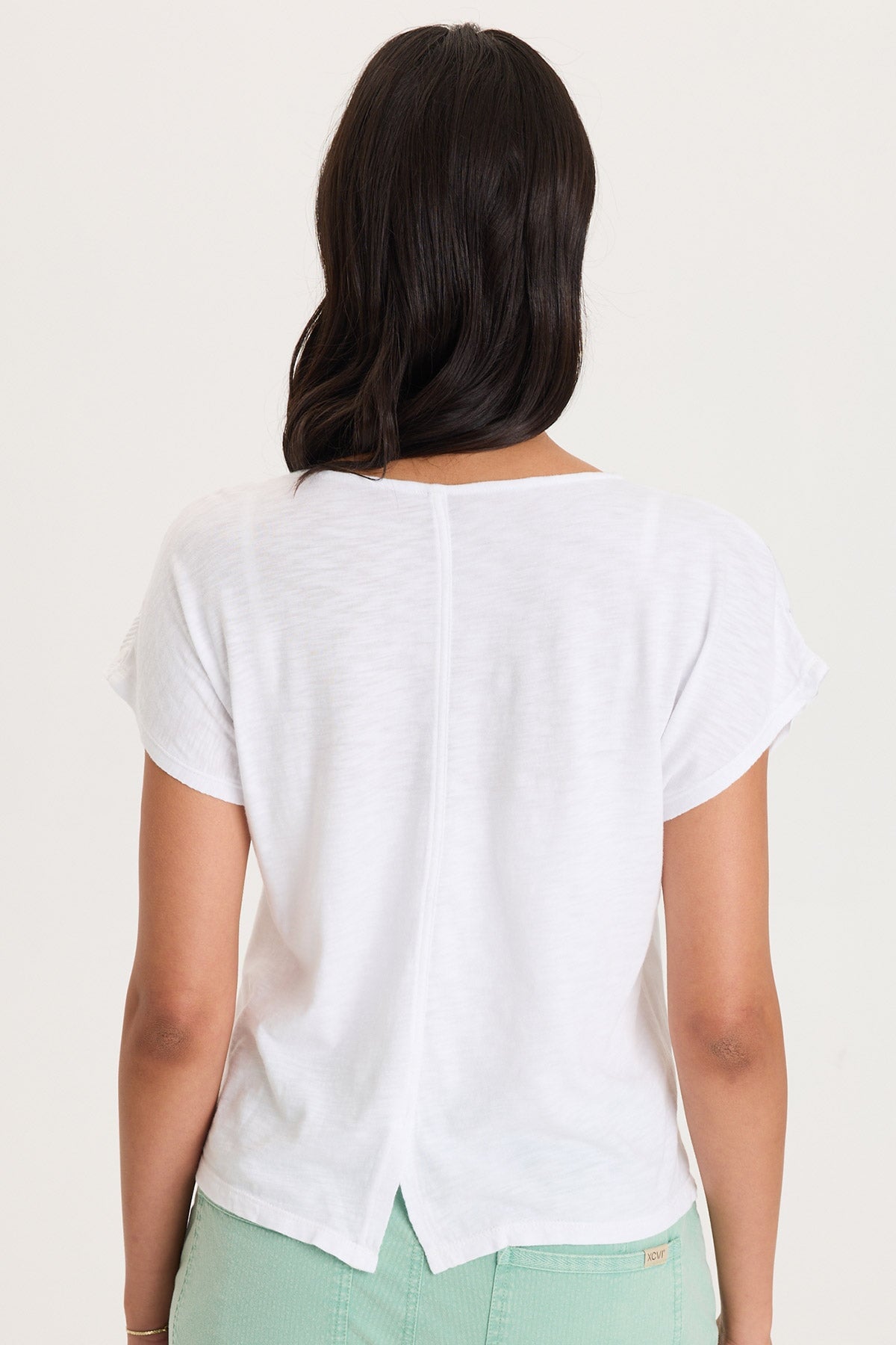 Textured Stripe Front Jersey Back Classic Fit Adgar Tee White - XCVI