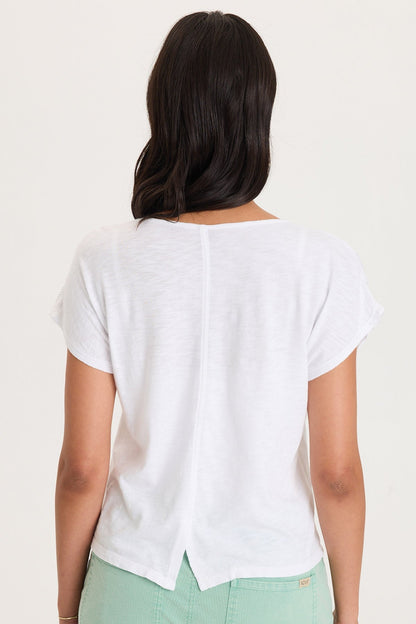 Textured Stripe Front Jersey Back Classic Fit Adgar Tee White - XCVI
