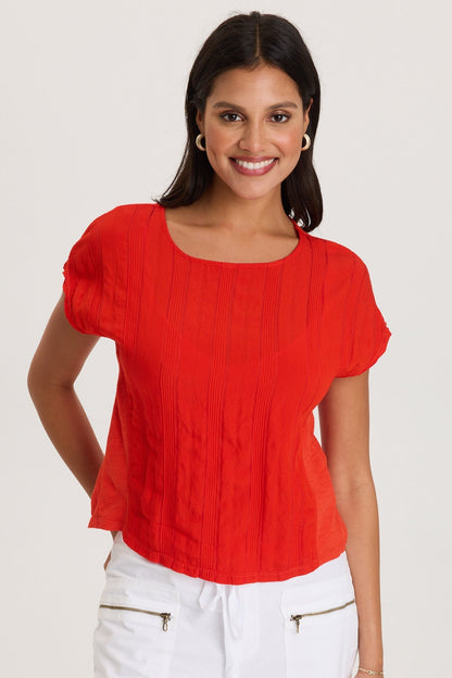 Textured Stripe Front Jersey Back Classic Fit Adgar Tee Whiplash - XCVI
