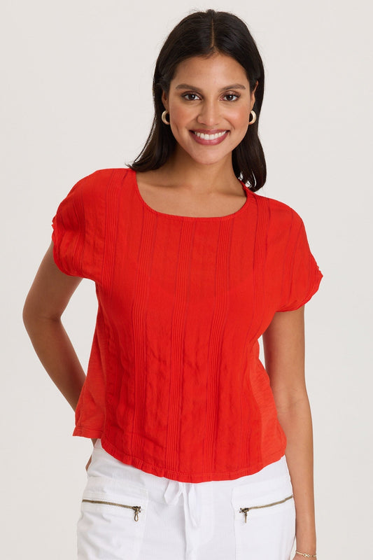 Textured Stripe Front Jersey Back Classic Fit Adgar Tee Whiplash - XCVI