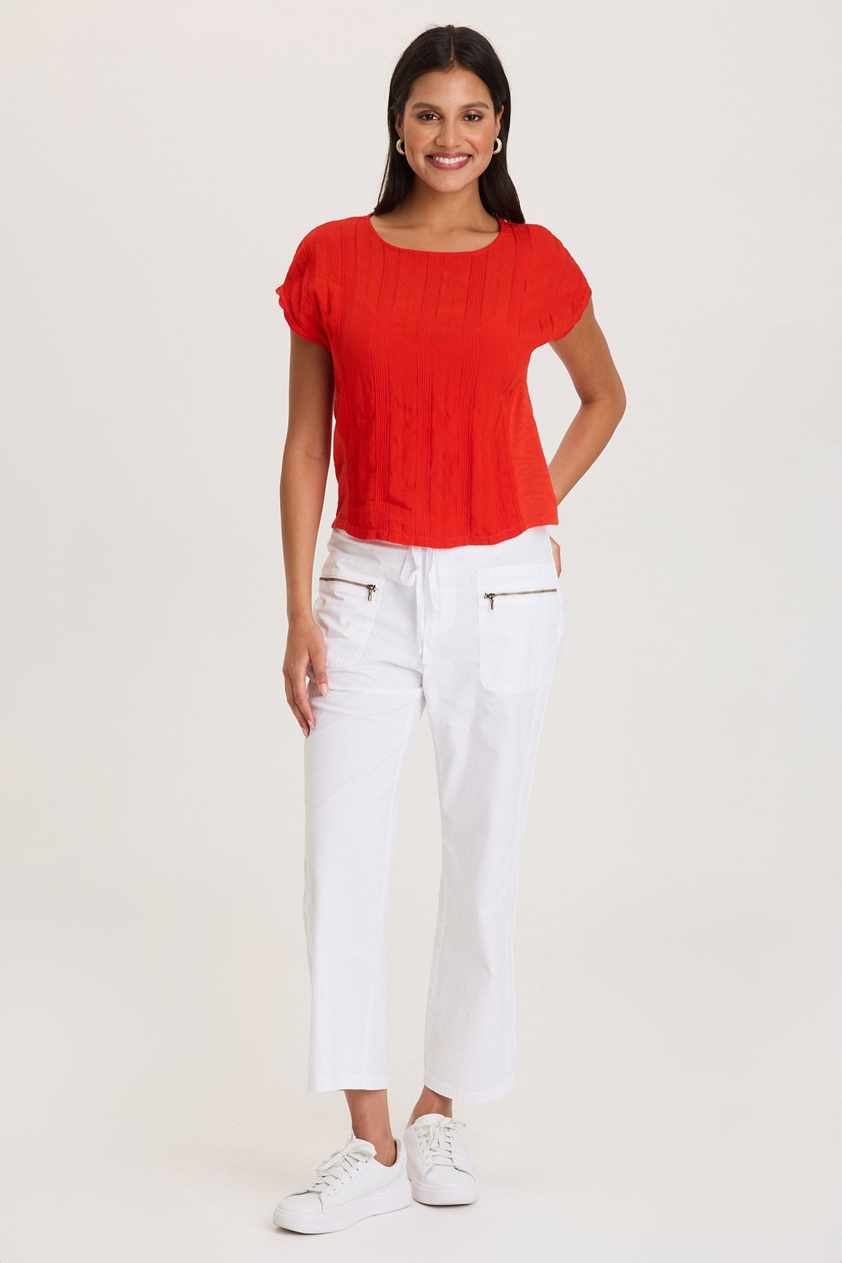 Textured Stripe Front Jersey Back Classic Fit Adgar Tee Whiplash - XCVI