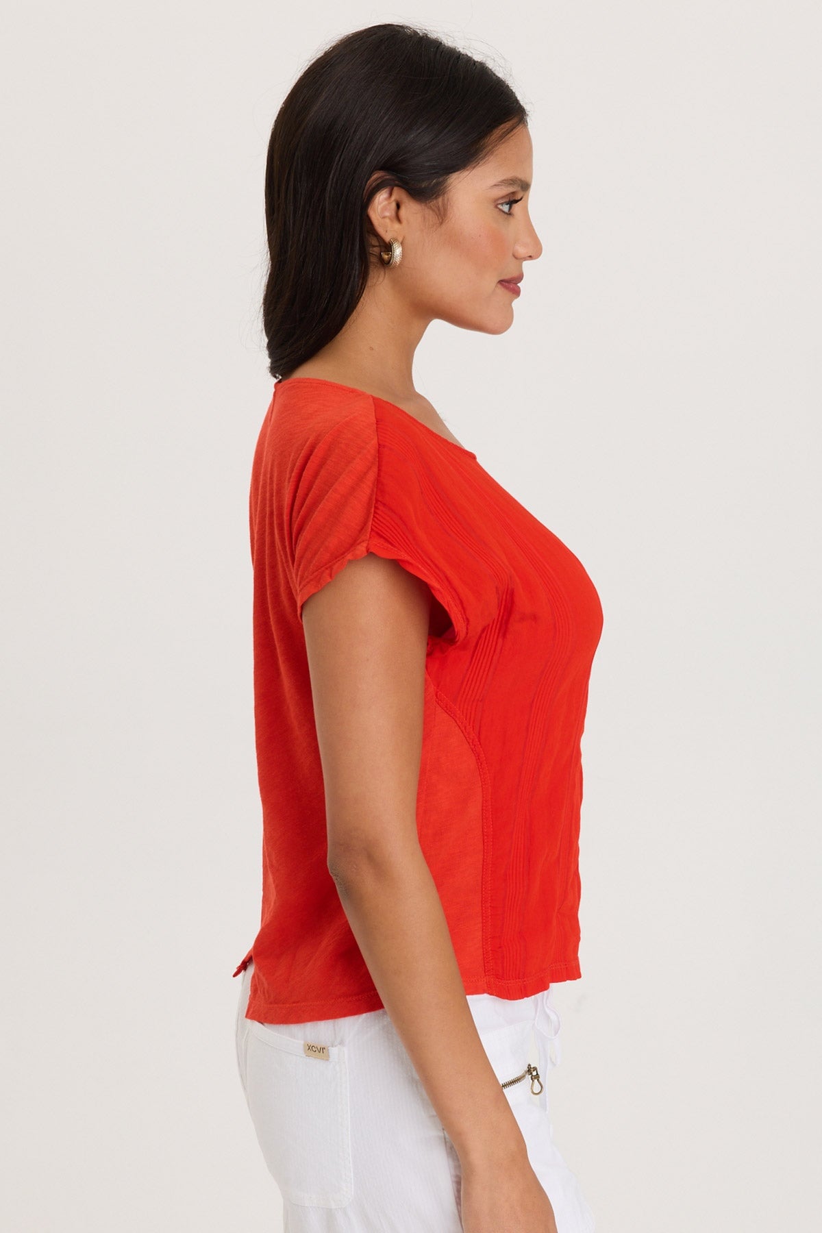 Textured Stripe Front Jersey Back Classic Fit Adgar Tee Whiplash - XCVI