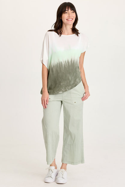 Helmi Asymmetrical Hem and Sleeve Crepe Top Paradox Wash Deft - XCVI