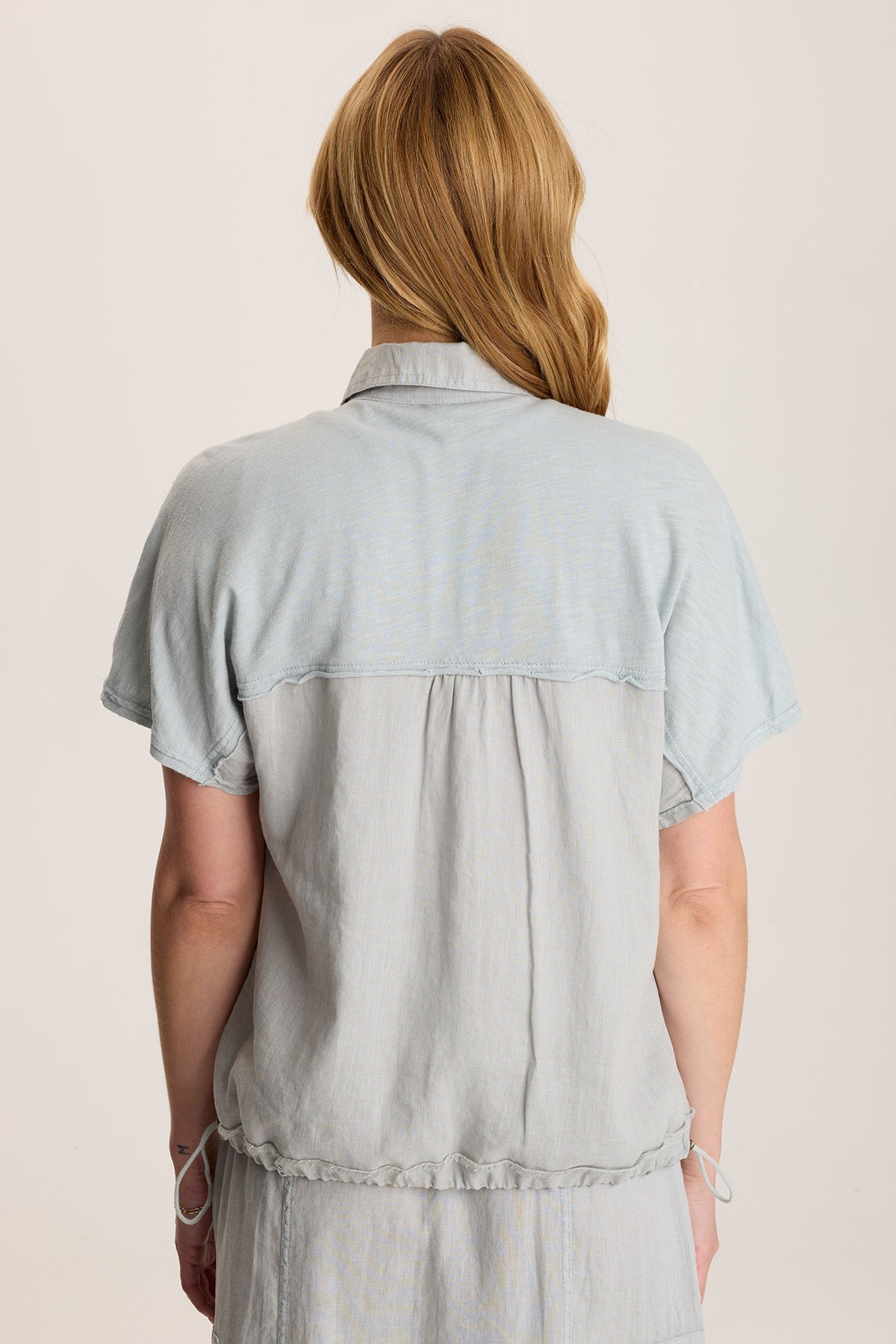 Inola Linen Cinched Button-Up Top Grey Marble - XCVI