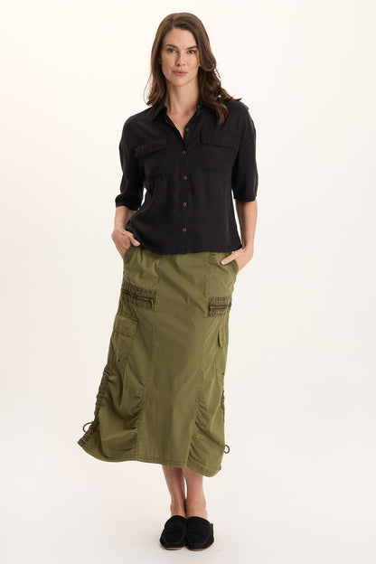 Tage Boxy Snap-Up Top Black - XCVI