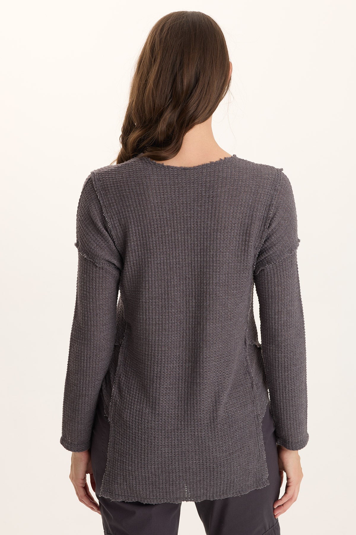 Arnie Thermal Asymmetrical Hem V-Neck Long-Sleeve Top Ashlar - XCVI