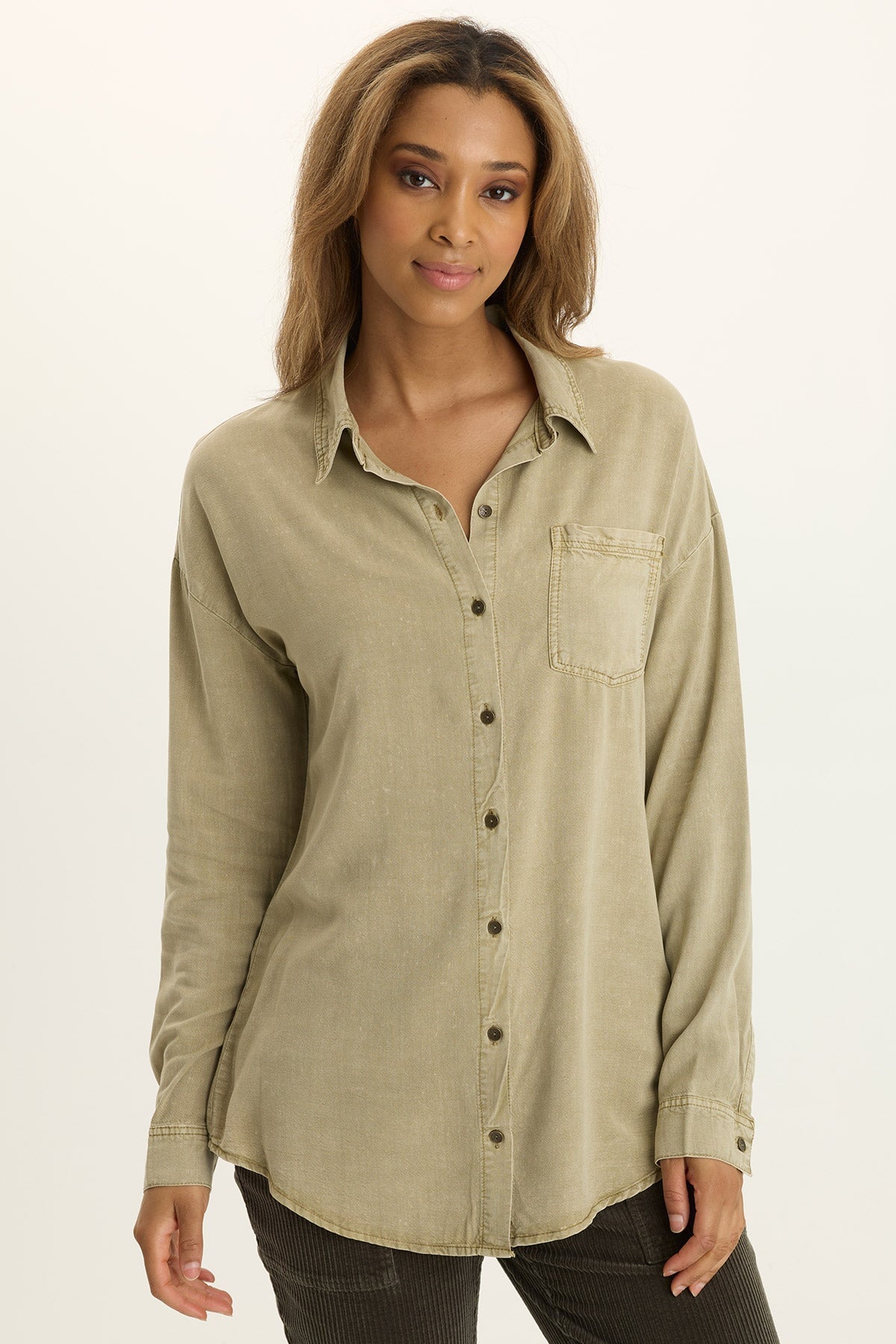 Wearables Dusten Relaxed-Fit Button-Up Distress Wash Alamosa - XCVI
