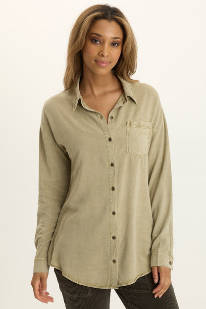 Wearables Dusten Relaxed-Fit Button-Up Distress Wash Alamosa - XCVI