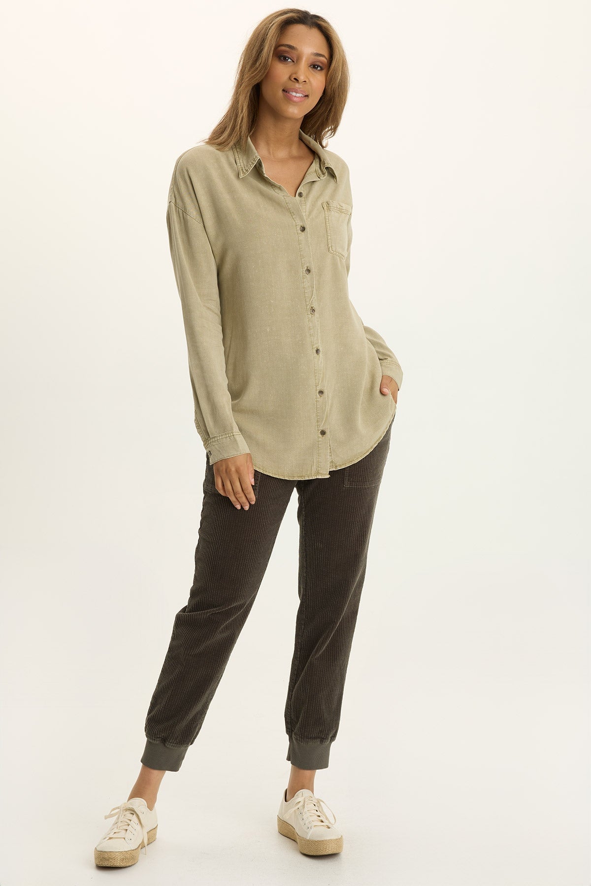 Wearables Dusten Relaxed-Fit Button-Up Distress Wash Alamosa - XCVI