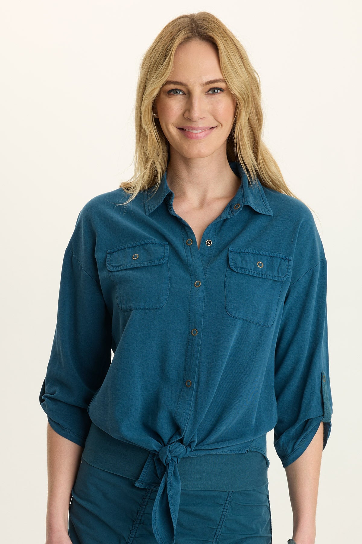 Wearables Tyrell Tie-Front Button-Up Abyss Pigment - XCVI