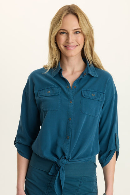 Wearables Tyrell Tie-Front Button-Up Abyss Pigment - XCVI