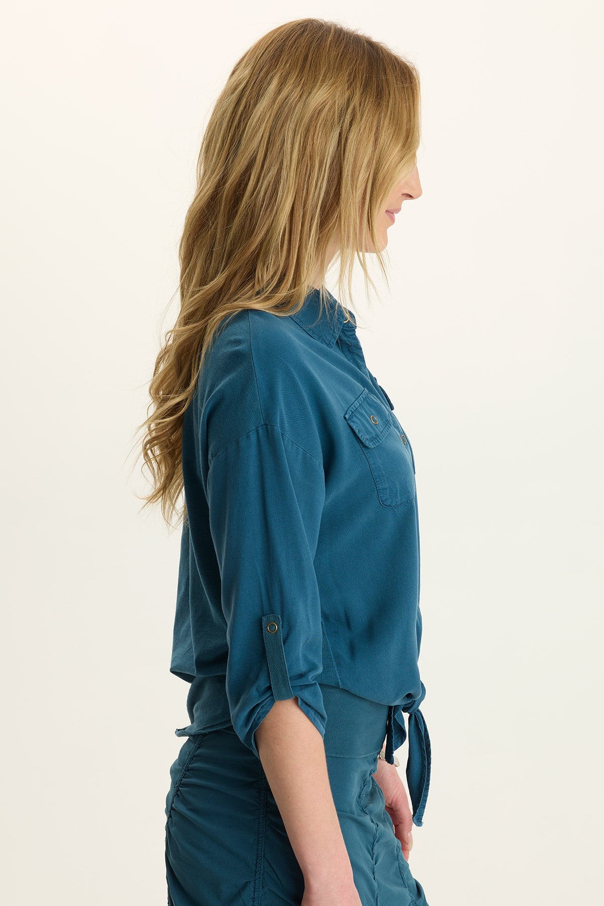 Wearables Tyrell Tie-Front Button-Up Abyss Pigment - XCVI