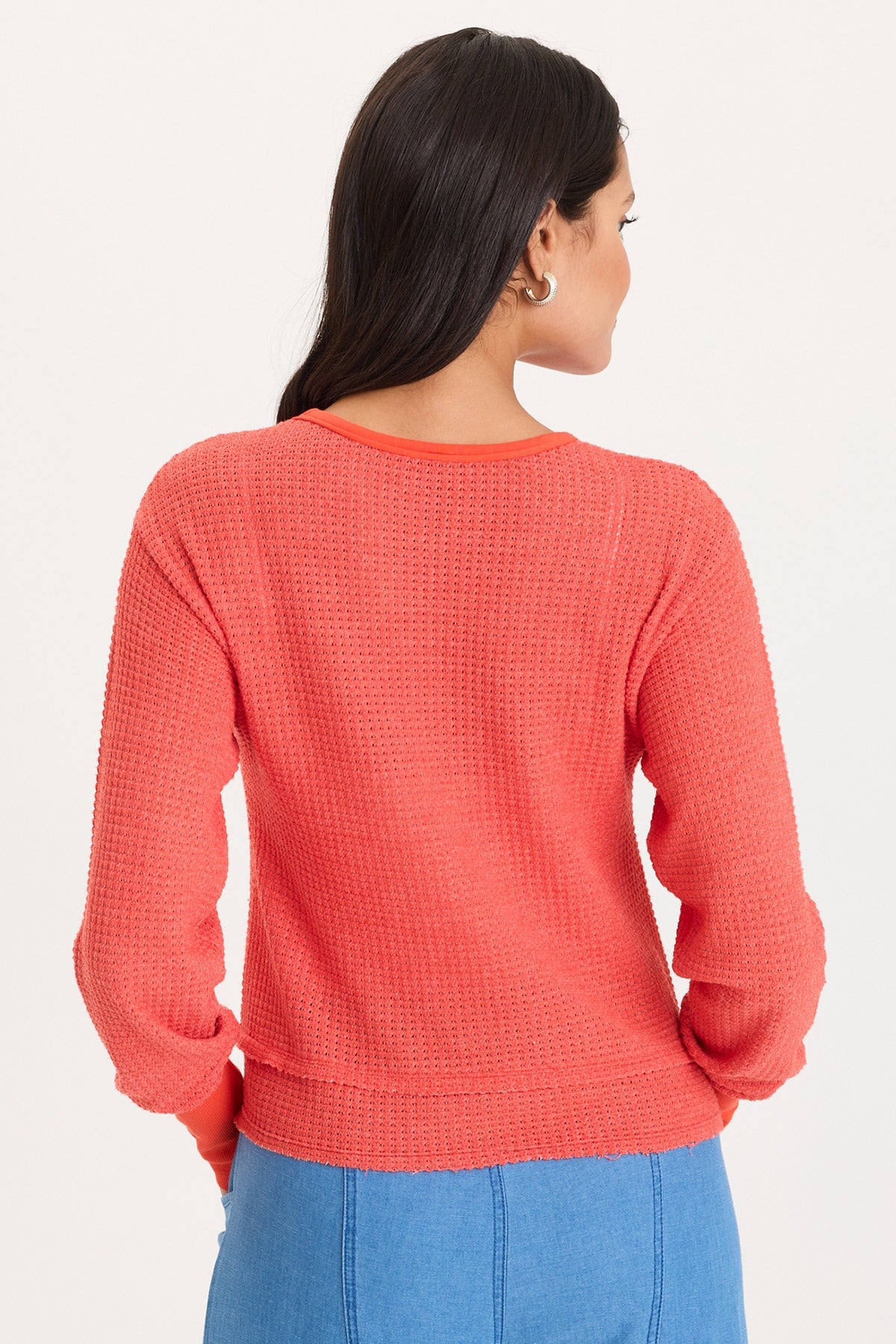Long Ribbed Buttoned Cuffs Thermal Long Sleeve Kelsoe Crew Neck Whiplash - XCVI