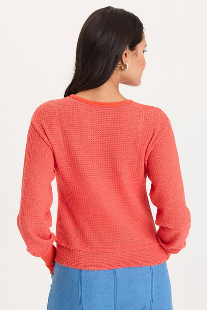 Long Ribbed Buttoned Cuffs Thermal Long Sleeve Kelsoe Crew Neck Whiplash - XCVI