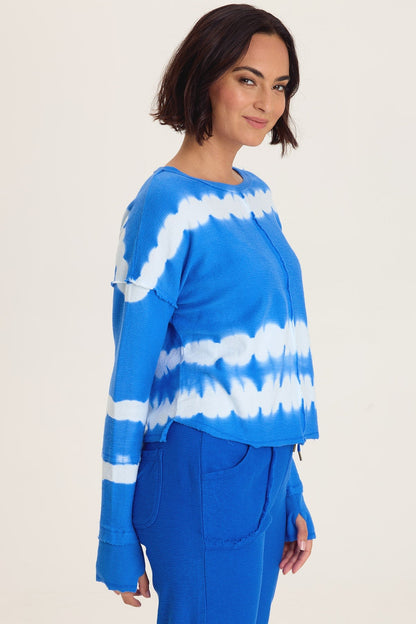 Wearables Annika Long Sleeve Boat Neck Crepe Knit Top Caravel Wash Cobalt - XCVI