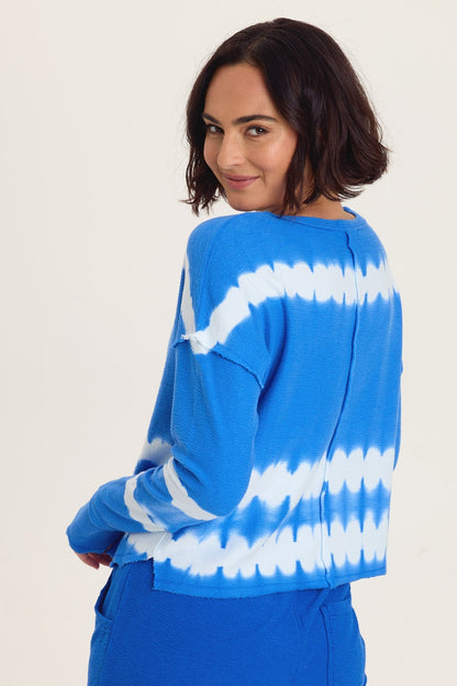 Wearables Annika Long Sleeve Boat Neck Crepe Knit Top Caravel Wash Cobalt - XCVI