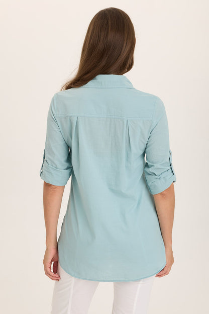 Wearables Reporter Soft Voile Button-Down Blouse Ocean Front - XCVI