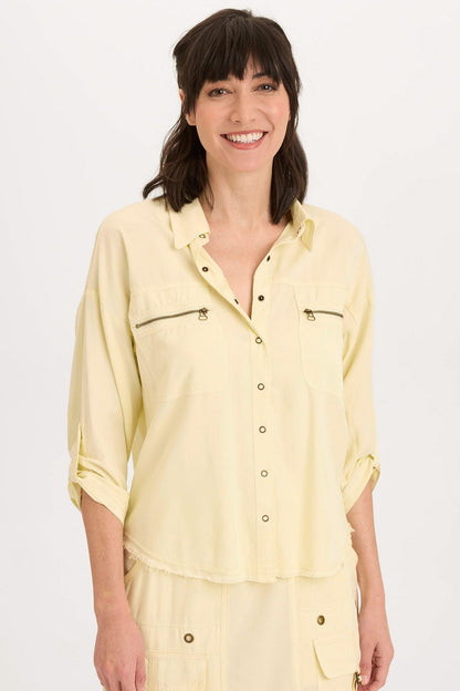 Wearables Knapp Twill Utility Button-up Lemon Meringue Pigment - XCVI