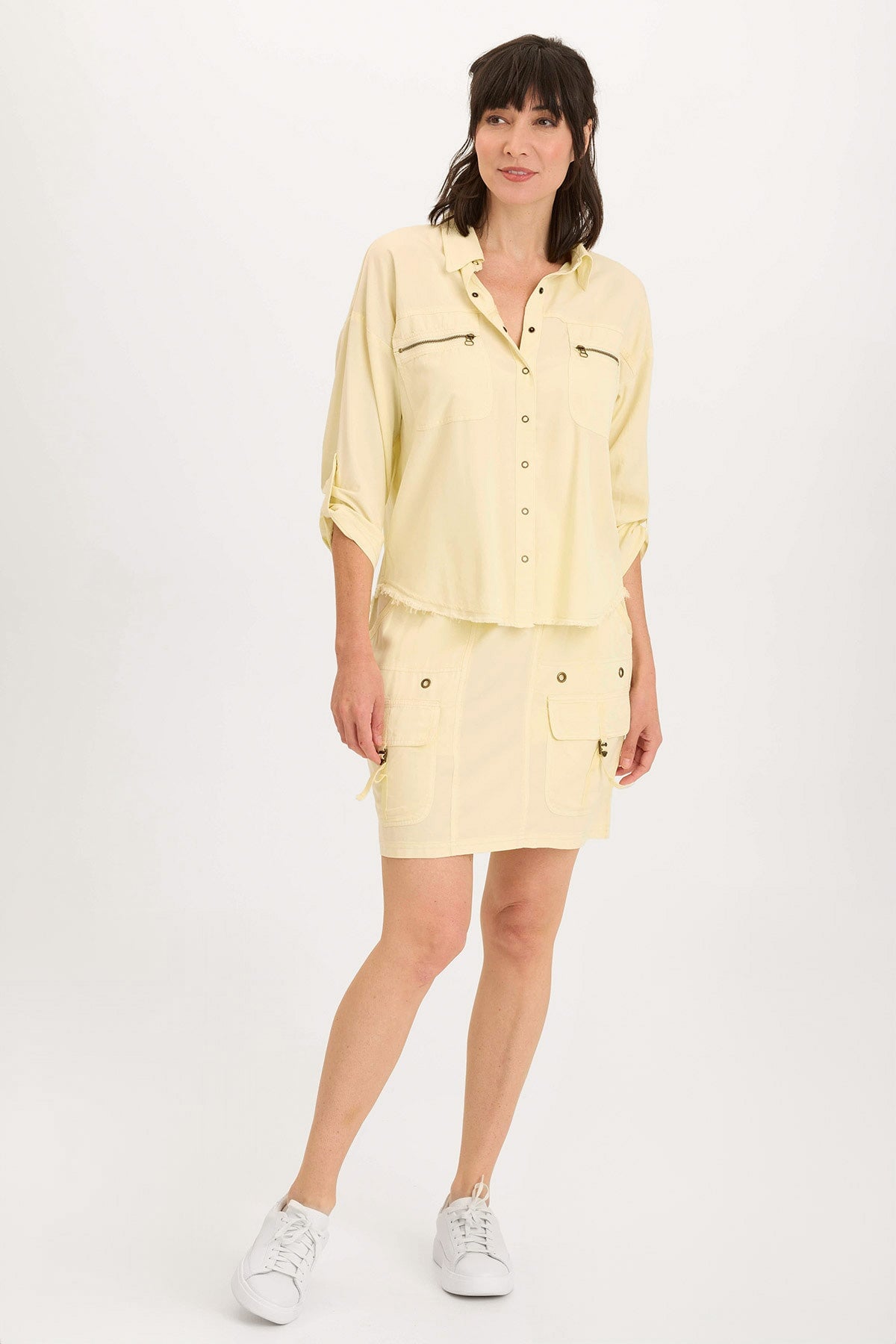 Wearables Knapp Twill Utility Button-up Lemon Meringue Pigment - XCVI