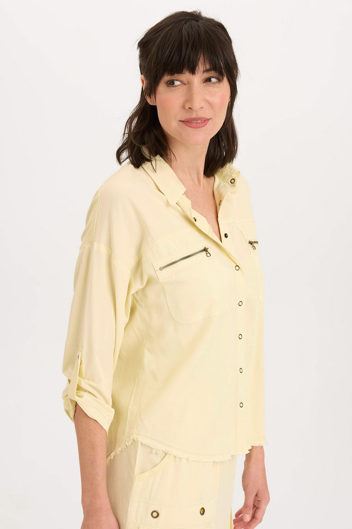 Wearables Knapp Twill Utility Button-up Lemon Meringue Pigment - XCVI