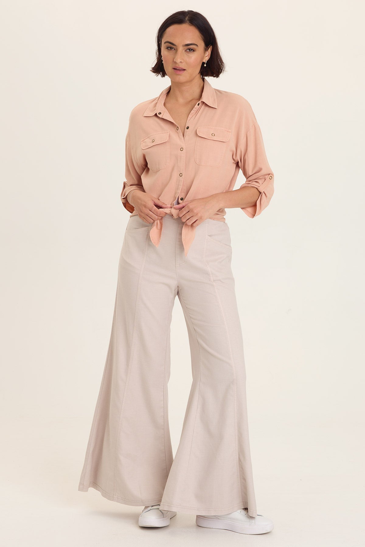 Wearables Tyrell Tie-Front Button-Up Burnished Caramel Pigment - XCVI