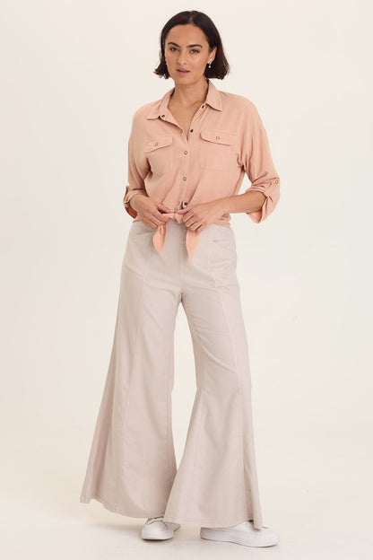 Wearables Tyrell Tie-Front Button-Up Burnished Caramel Pigment - XCVI