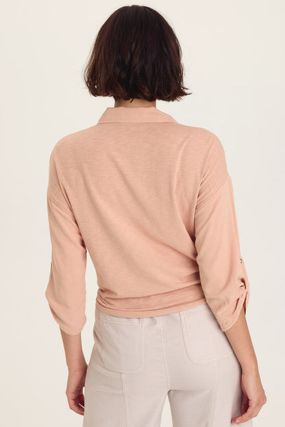 Wearables Tyrell Tie-Front Button-Up Burnished Caramel Pigment - XCVI
