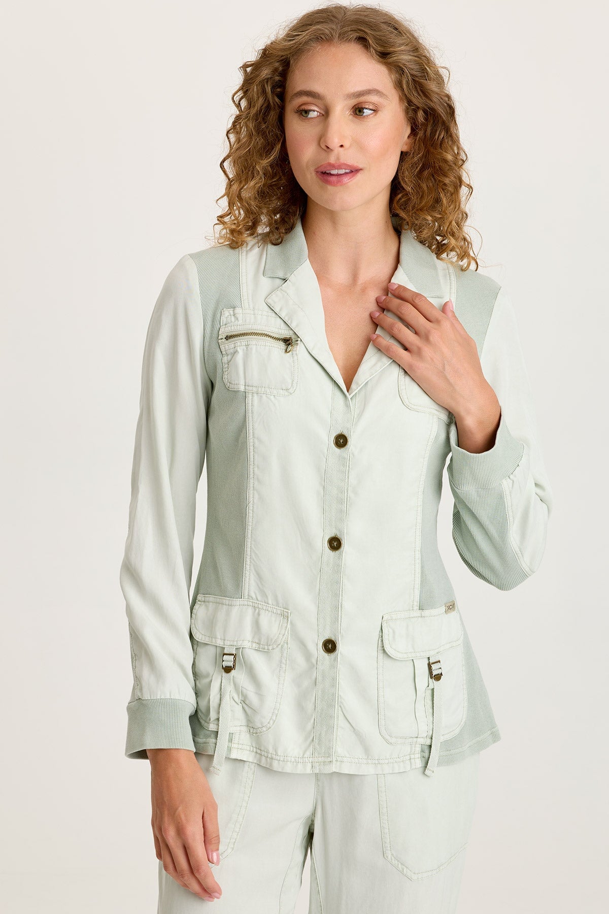 Maela Tencel Twill Button-Up Relaxed Blazer Tradewind Pigment - XCVI