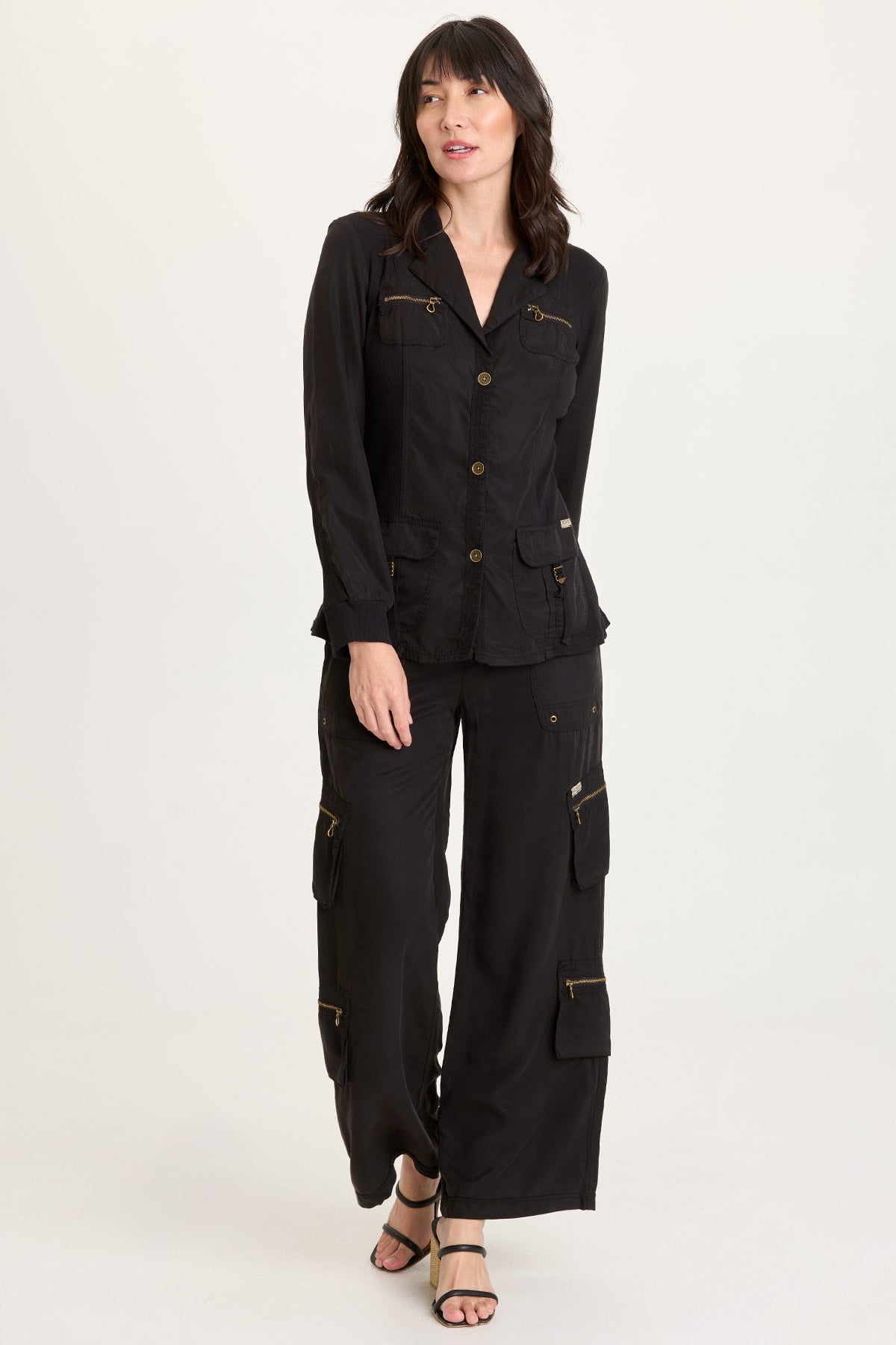 Maela Tencel Twill Button-Up Relaxed Blazer Black - XCVI