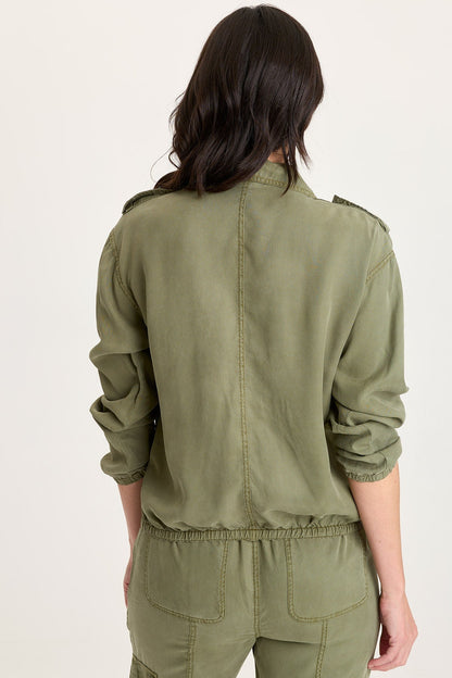 Miro Tencel Twill Long Sleeve Bomber Jacket Espalier Pigment - XCVI