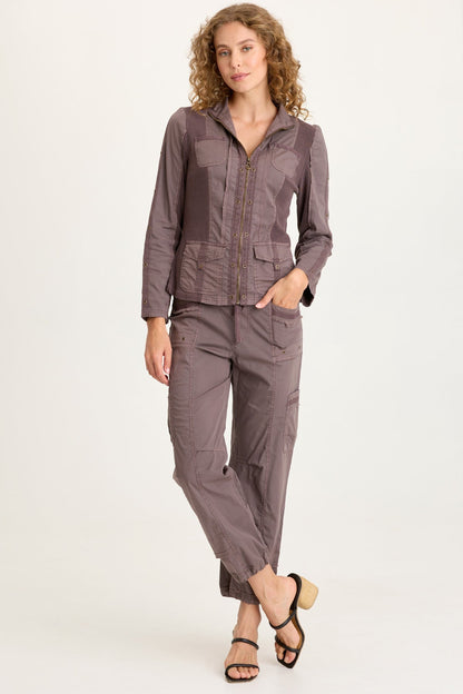 Murphy Poplin Fitted Zip-Up Brass Details Light Weight Jacket Virtuoso Pigment - XCVI