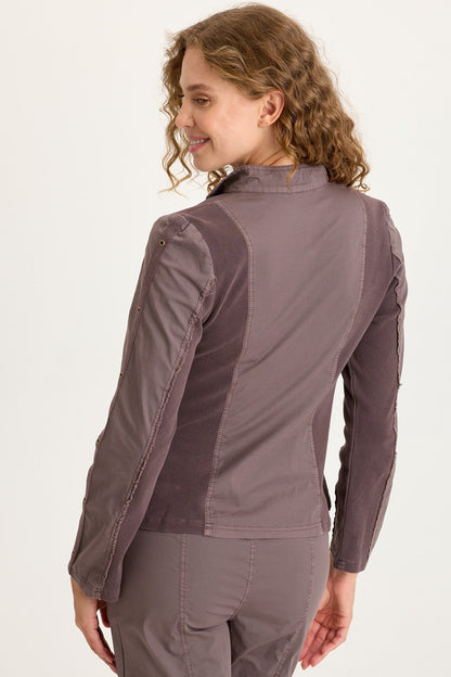 Murphy Poplin Fitted Zip-Up Brass Details Light Weight Jacket Virtuoso Pigment - XCVI