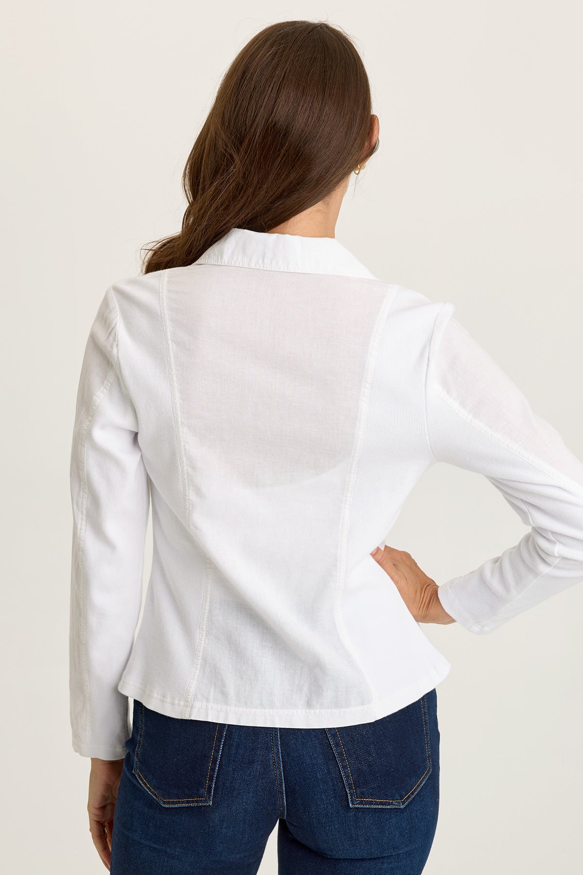 Wearables Brax Cotton Linen One-Button Blazer White - XCVI