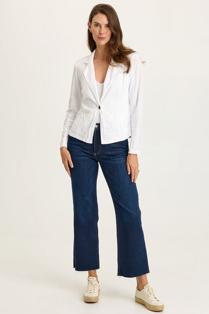 Wearables Brax Cotton Linen One-Button Blazer White - XCVI
