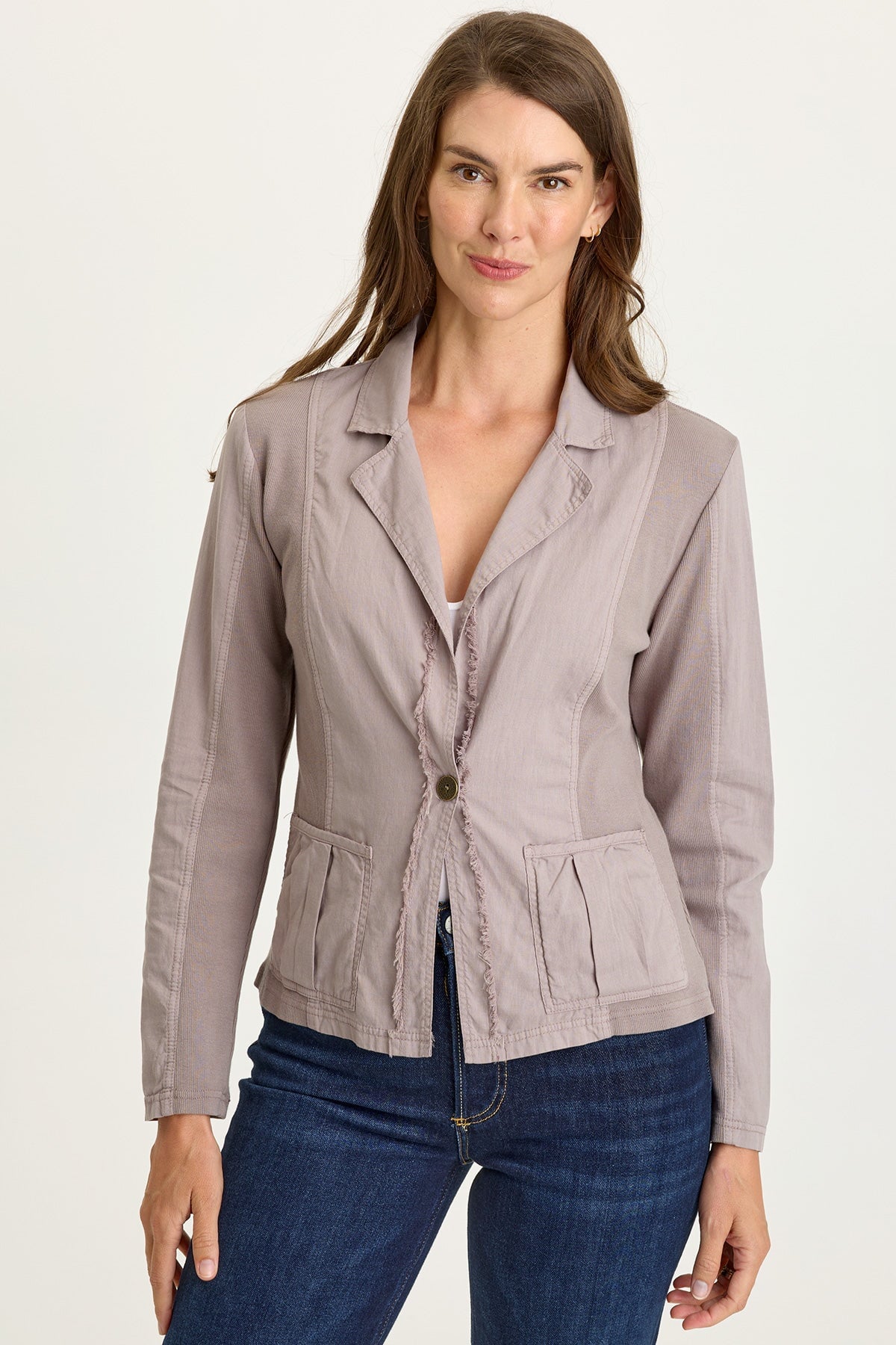Wearables Brax Cotton Linen One-Button Blazer Poppy Seed - XCVI