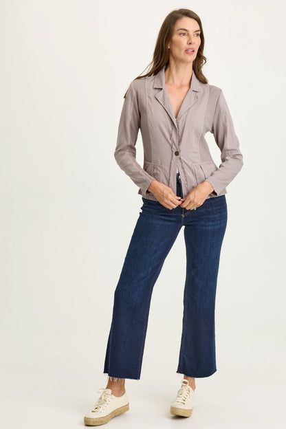 Wearables Brax Cotton Linen One-Button Blazer Poppy Seed - XCVI