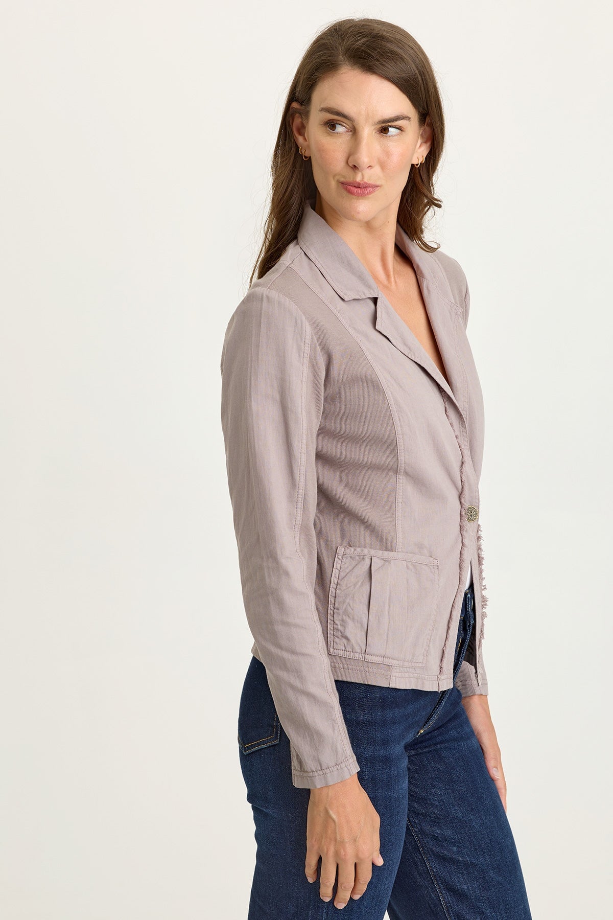 Wearables Brax Cotton Linen One-Button Blazer Poppy Seed - XCVI
