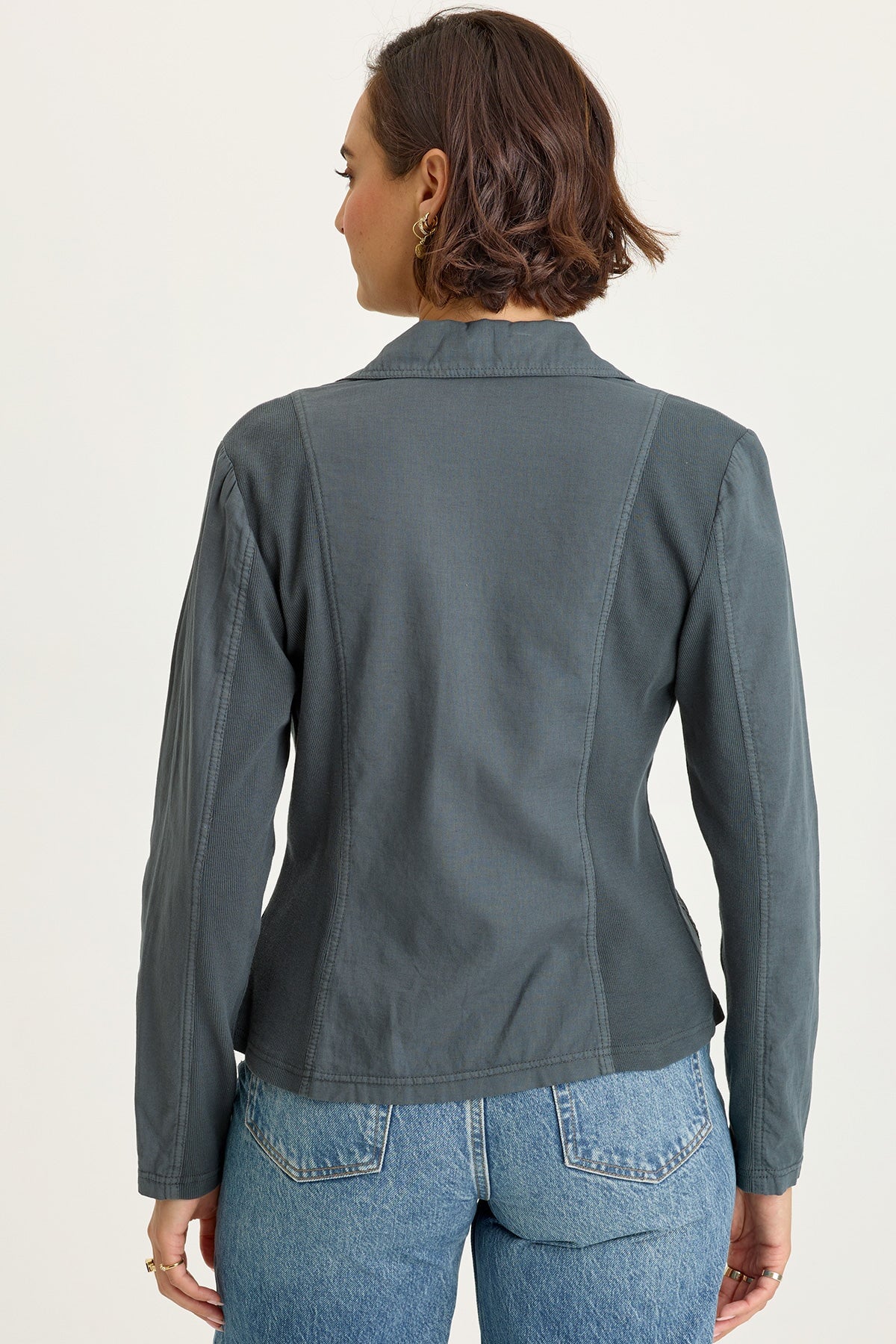 Wearables Brax Cotton Linen One-Button Blazer Hawthorn Leaf - XCVI