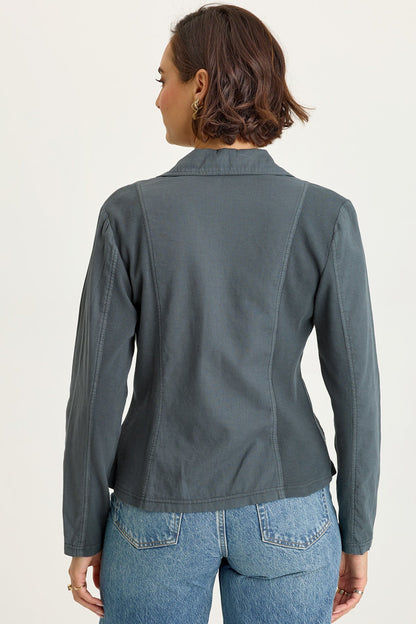 Wearables Brax Cotton Linen One-Button Blazer Hawthorn Leaf - XCVI